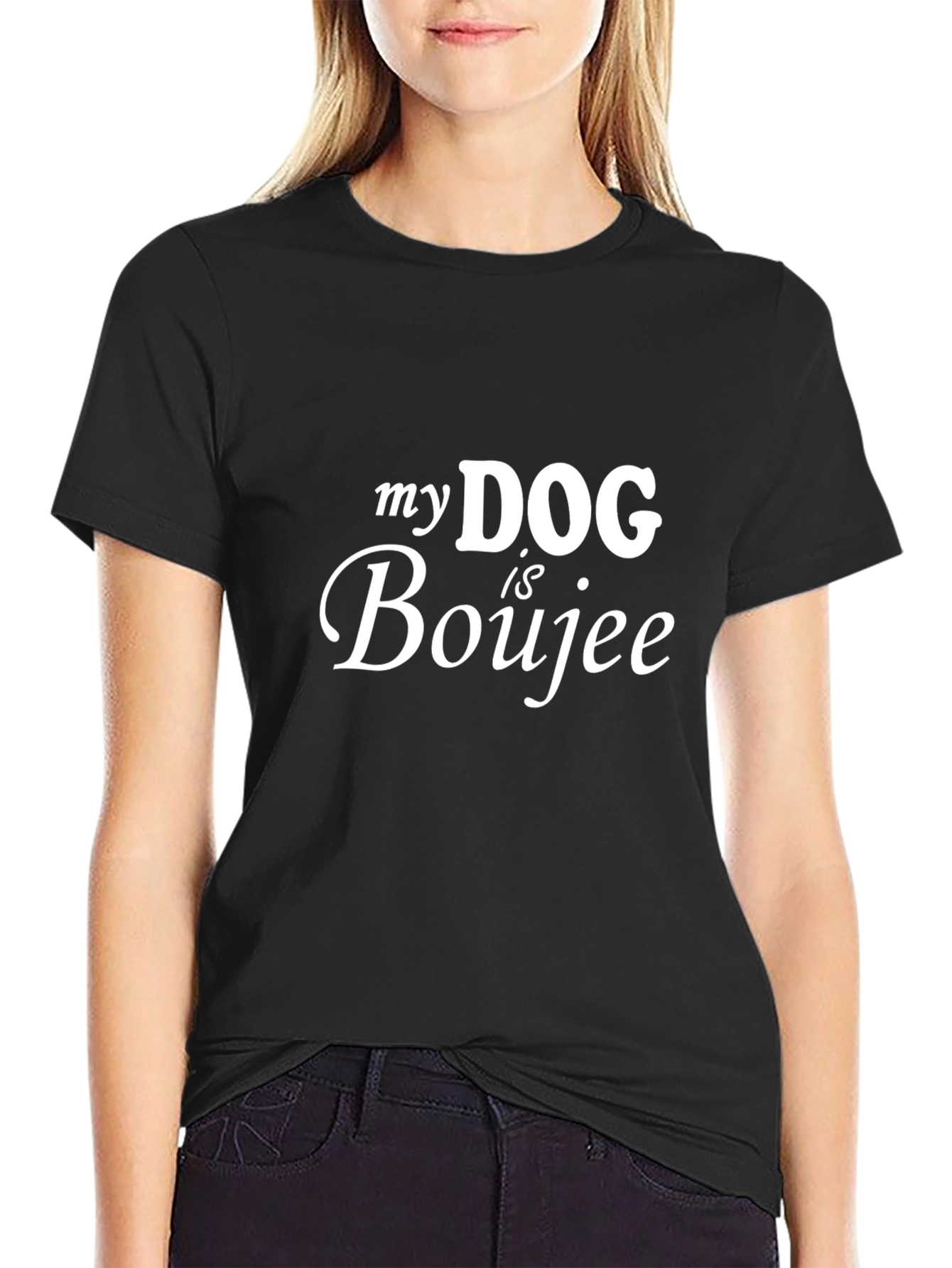 Black My Dog is Boujee T-Shirt - Funny Pet Lover Tee view 2