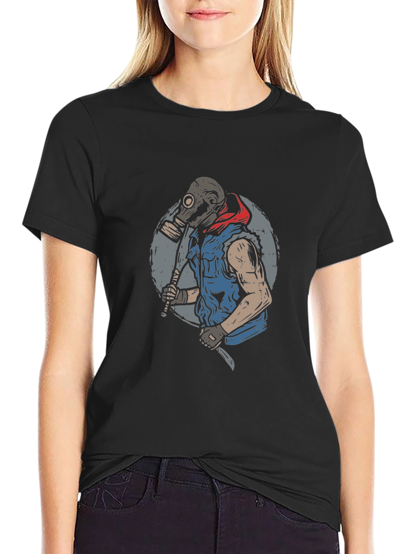 Black Gas Mask Graphic Tee - Urban Survivor Style view 2