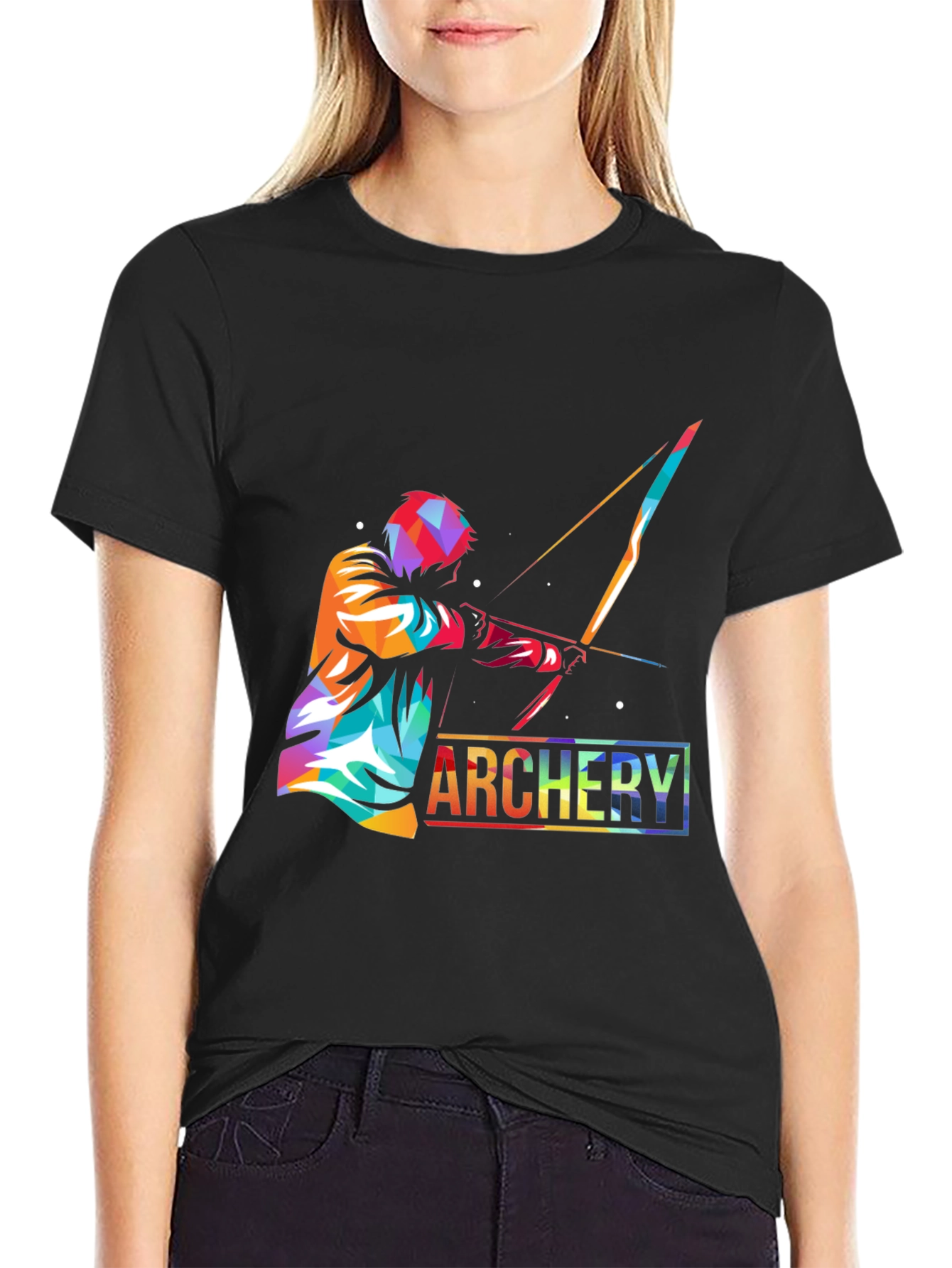 Black Archery Print Black T-Shirt - Unique Design view 2