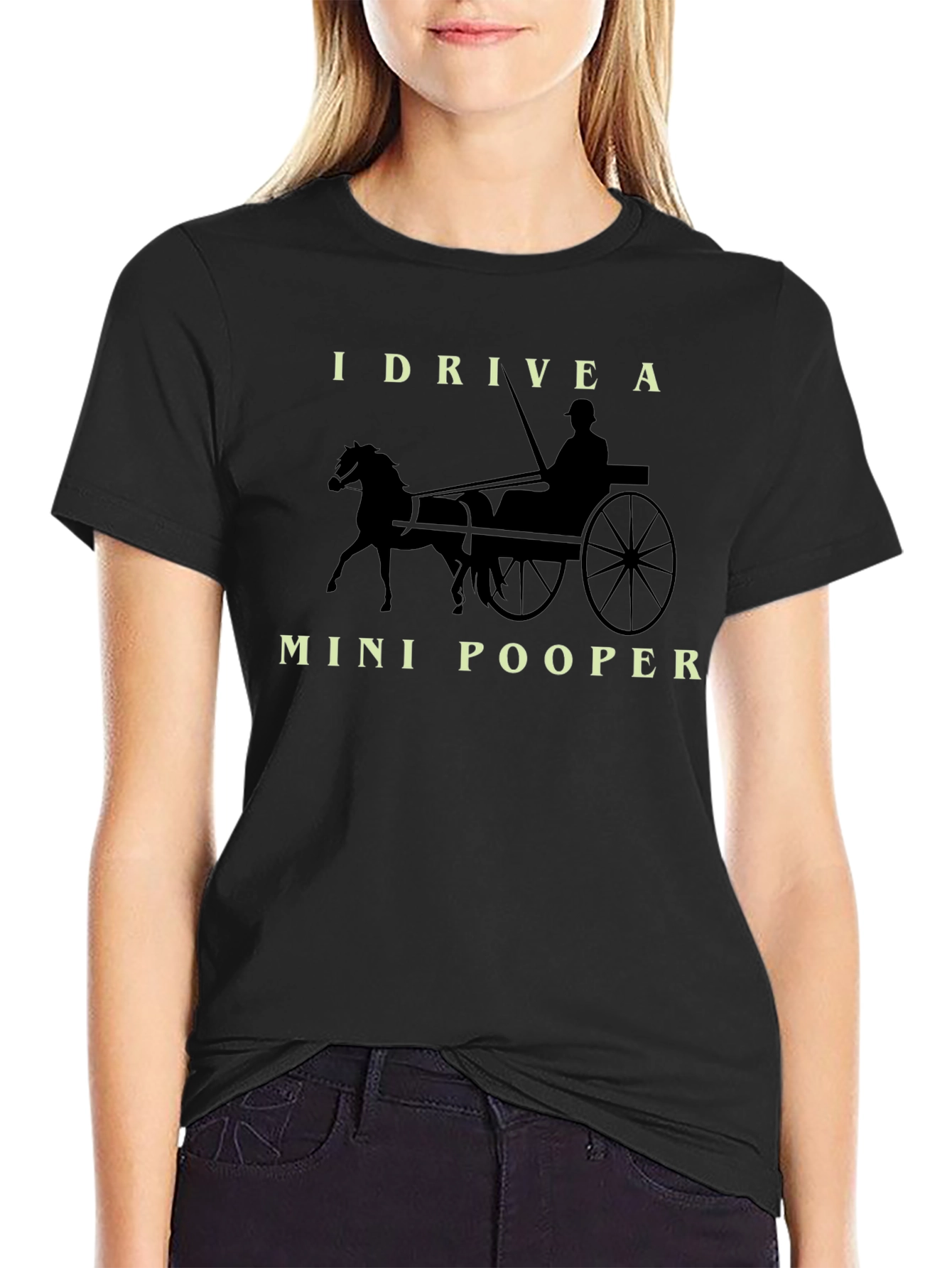 Black I Drive a Mini-Pooper Black Graphic T-Shirt view 2