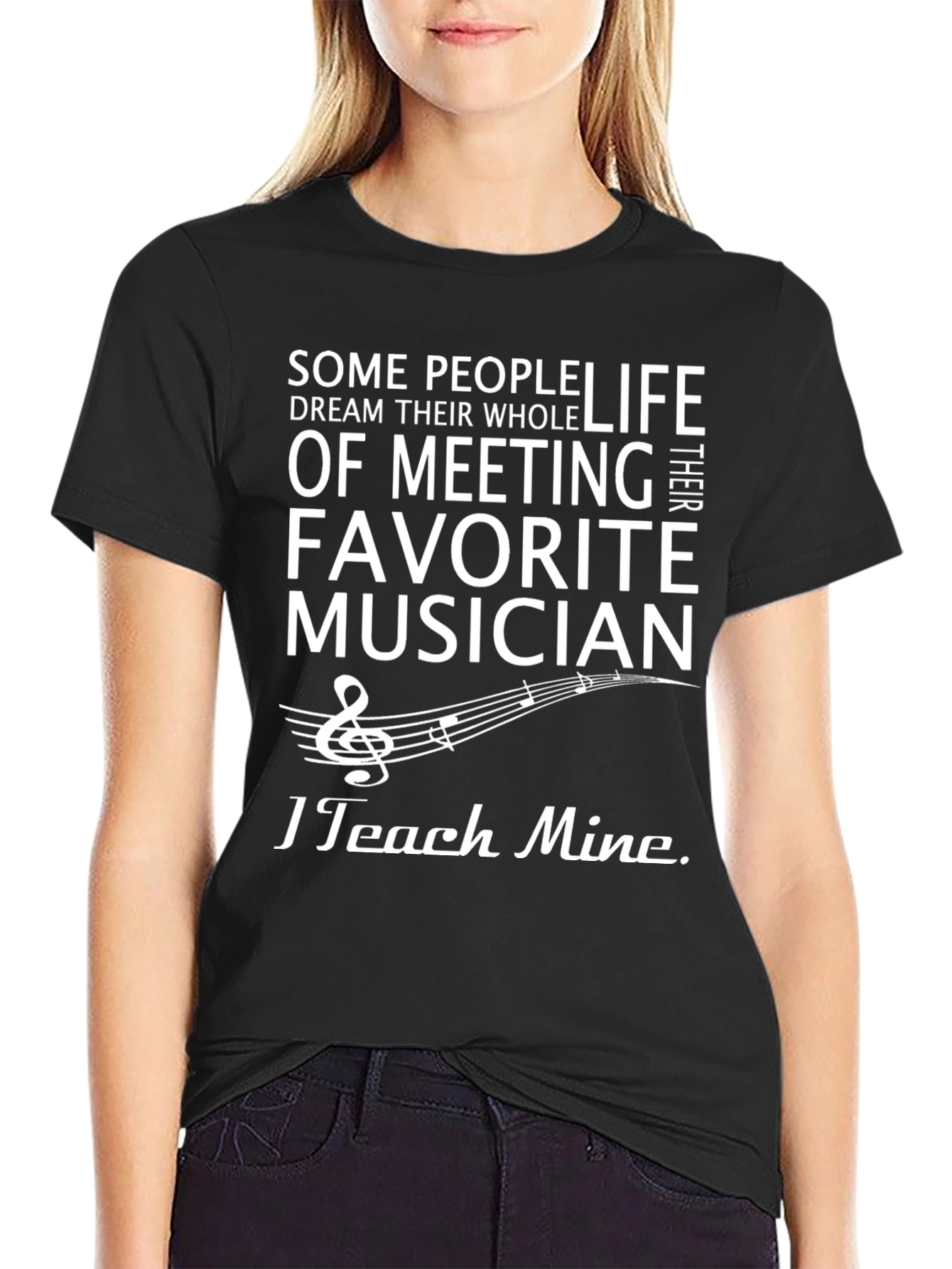 Black Musician Teacher T-Shirt - Teach My Favorite Musician view 2