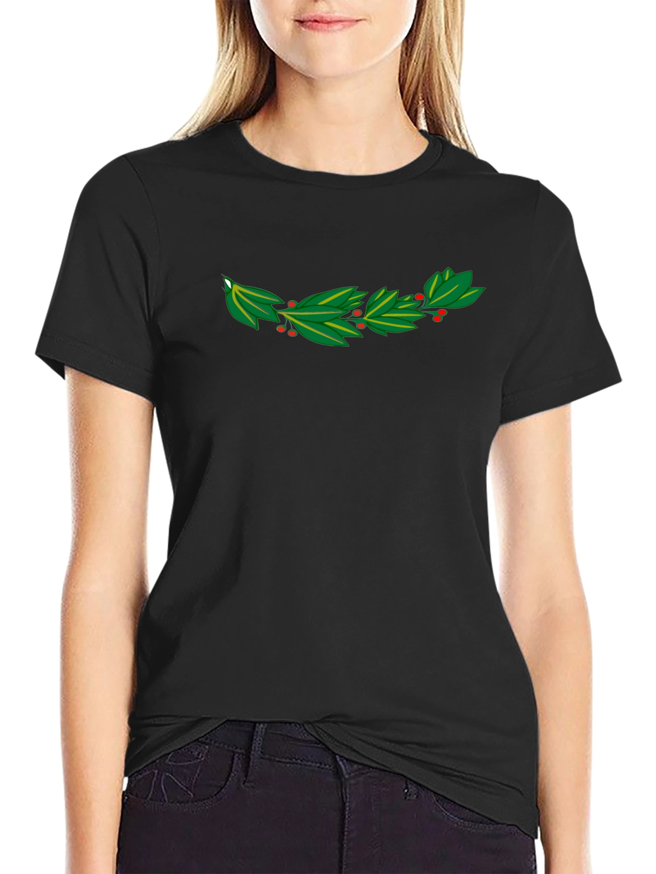 Black Leafy Crown T-Shirt - Organic Cotton Blend view 2
