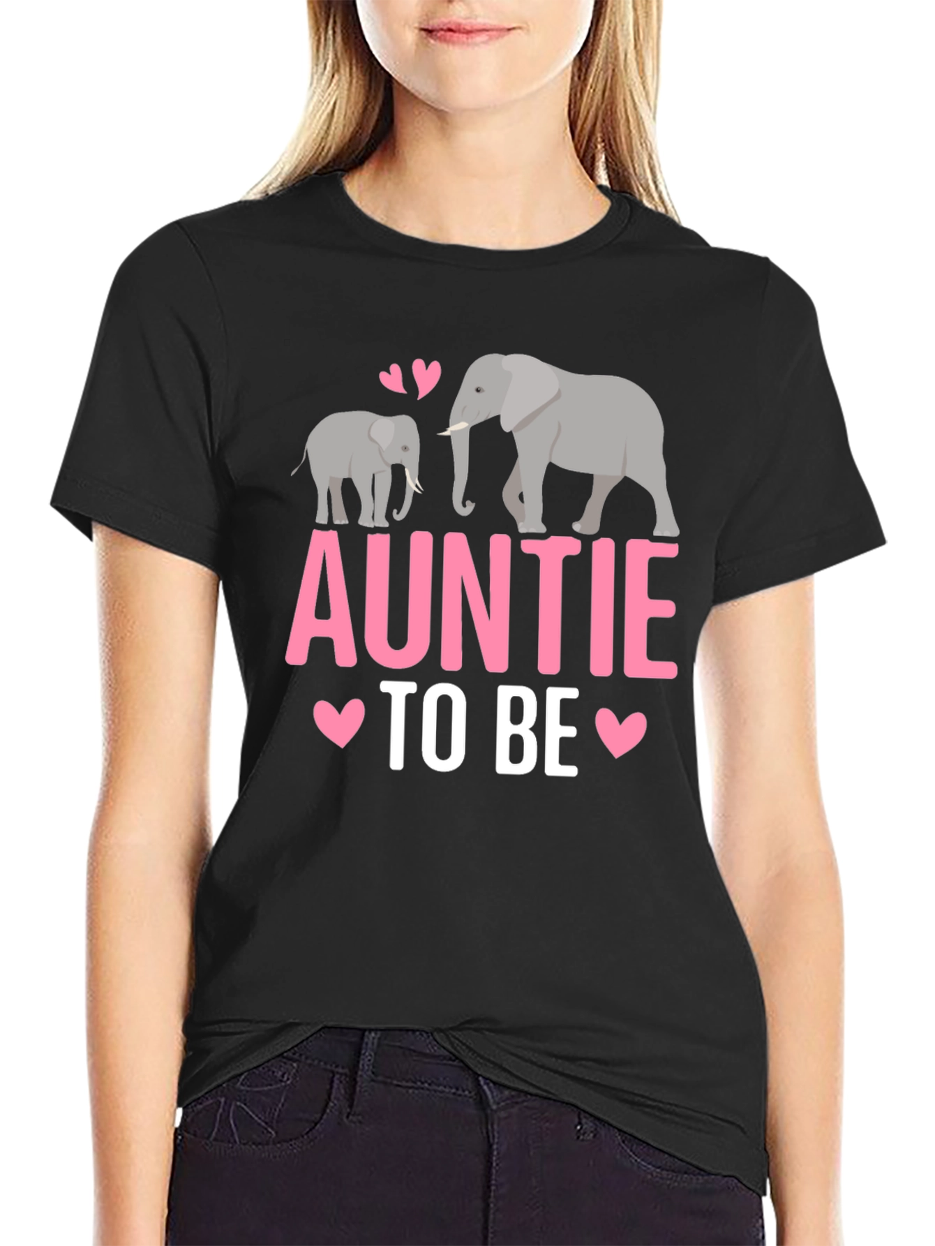 Black Auntie To Be Elephant T-Shirt view 2