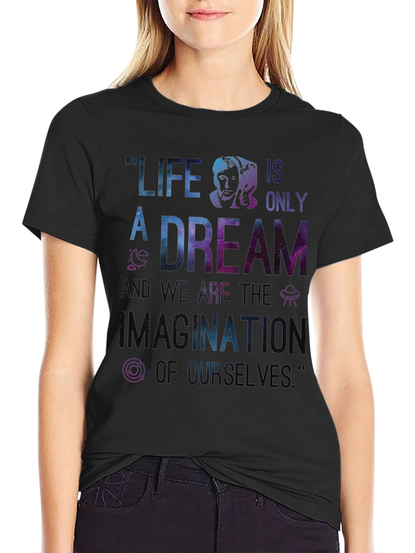 Black Life is Only a Dream Graphic T-Shirt - Black view 2