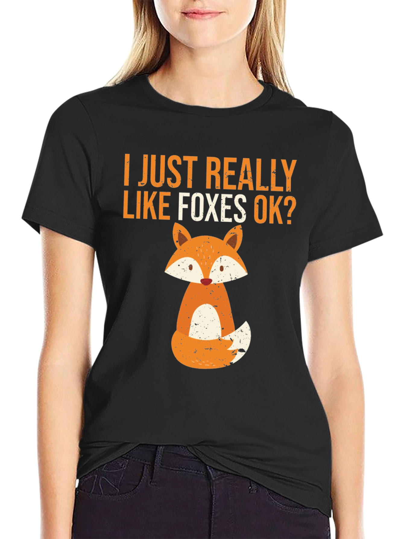 Black I Just Really Like Foxes T-Shirt view 2