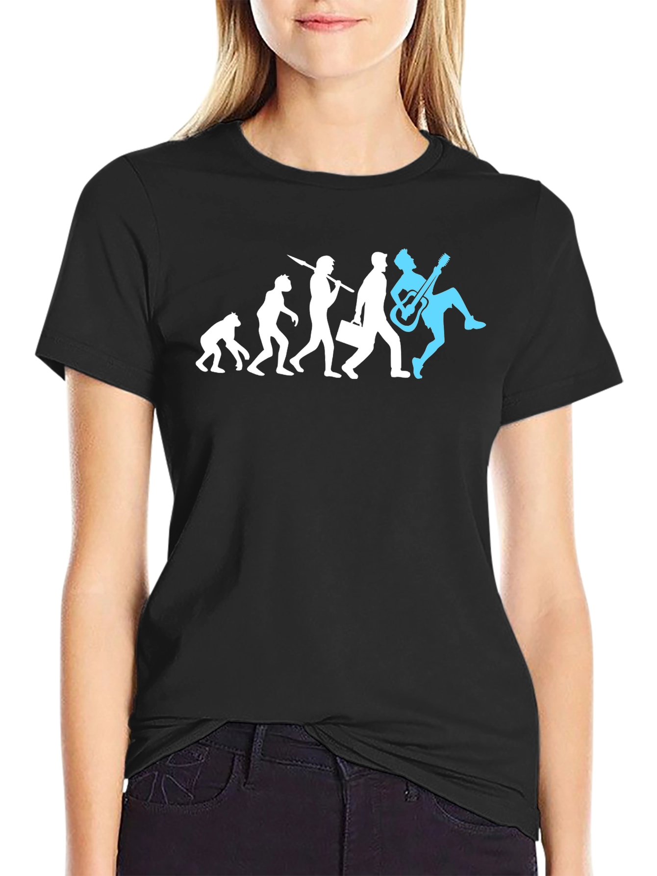 Black Evolution of Rock T-Shirt - Funny Musician Tee view 2