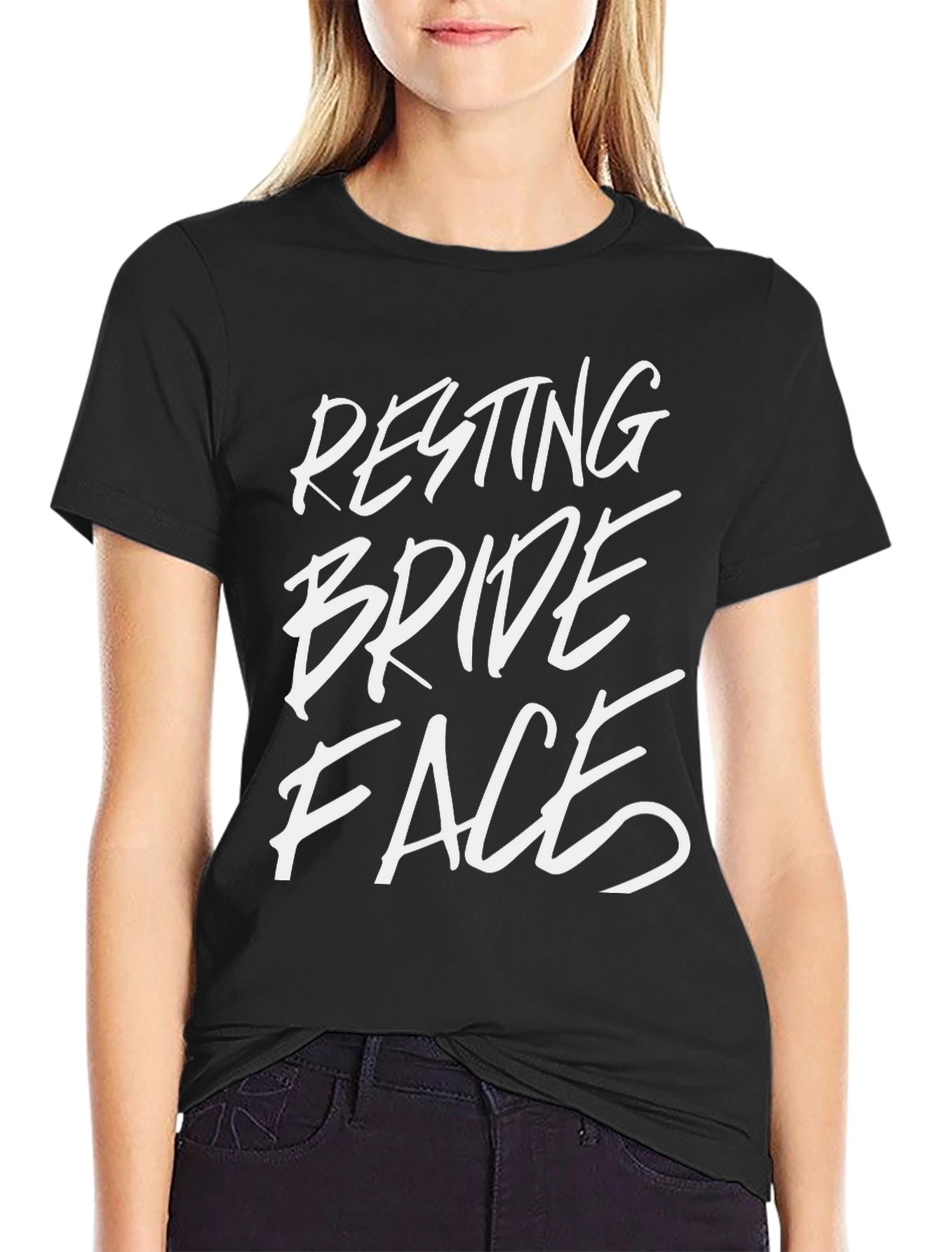Black Resting Bride Face Graphic Tee - Funny Wedding T-Shirt view 2