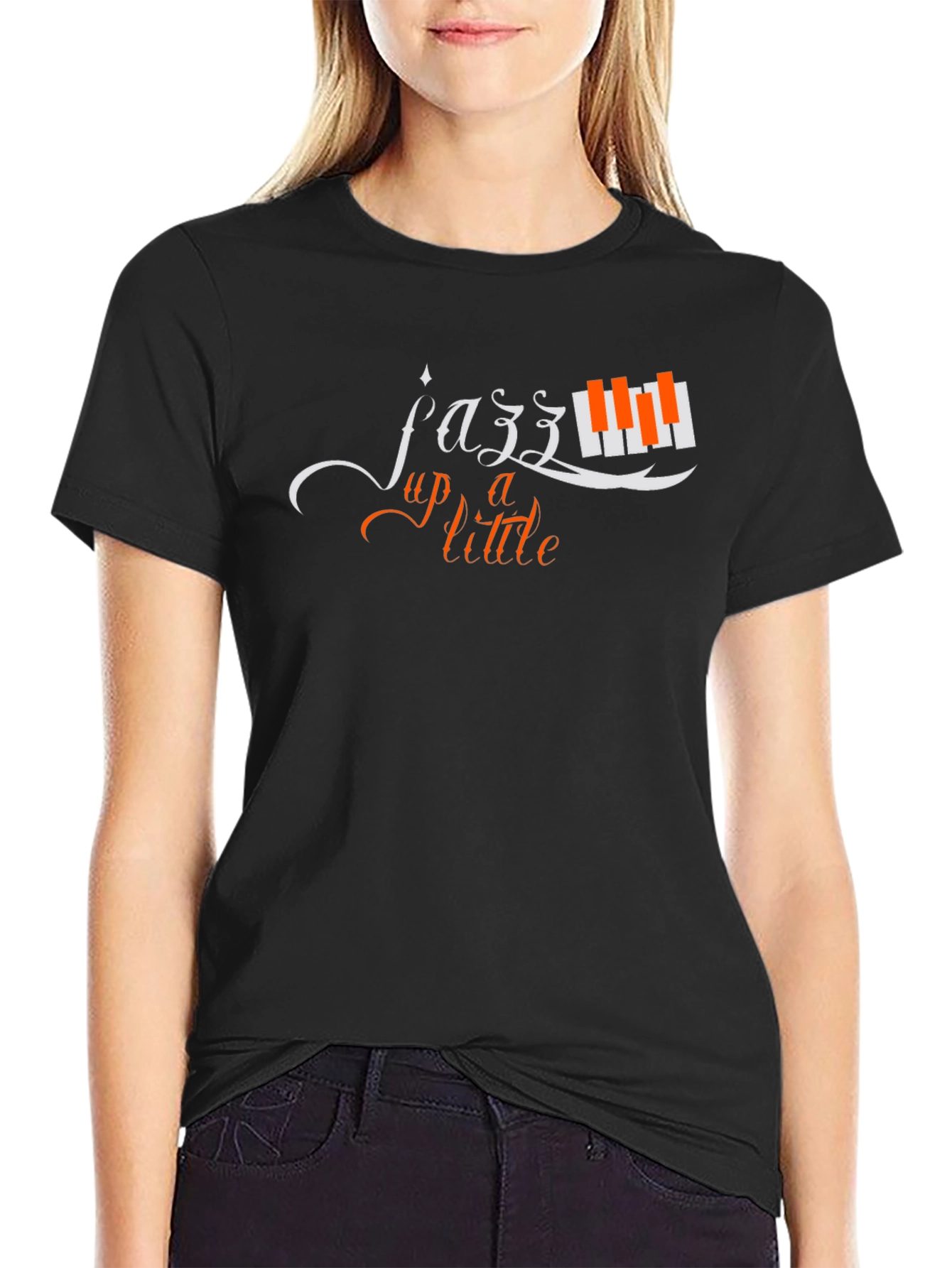 Black Jazz Up a Little Black T-Shirt Music Lover Tee view 2