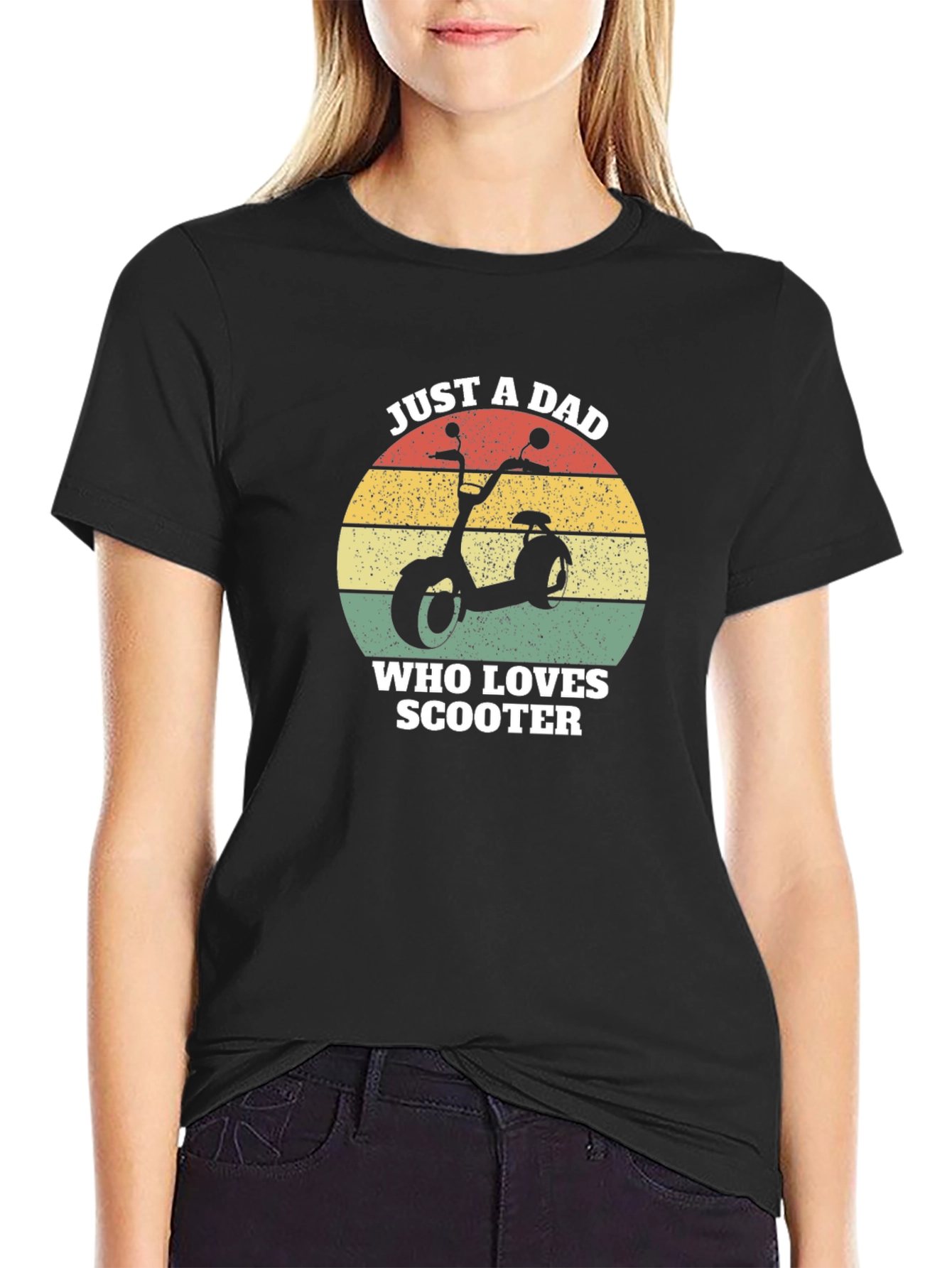 Black Just A Dad Who Loves Scooter Black T-Shirt view 2