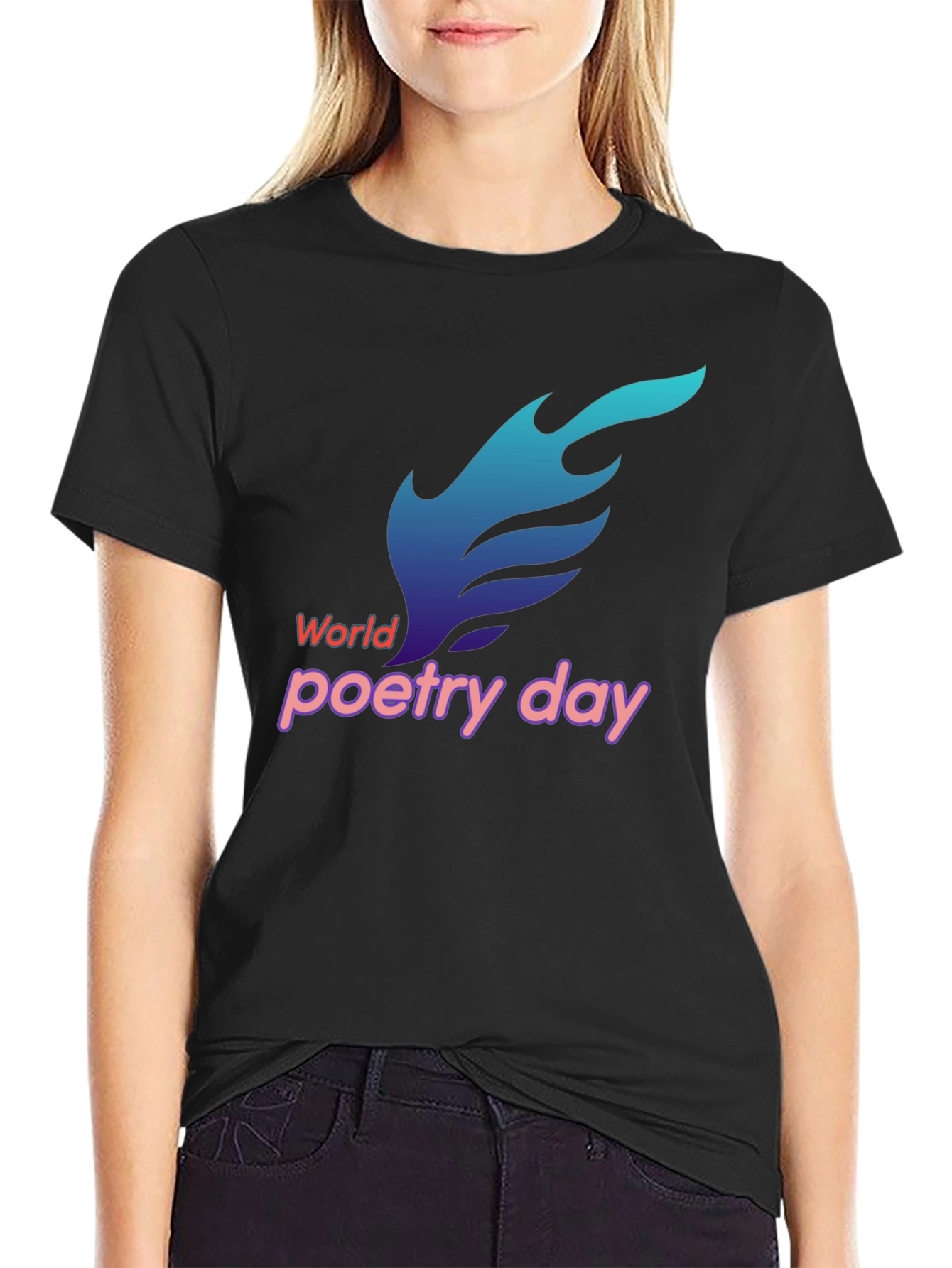 Black World Poetry Day Black T-Shirt view 2