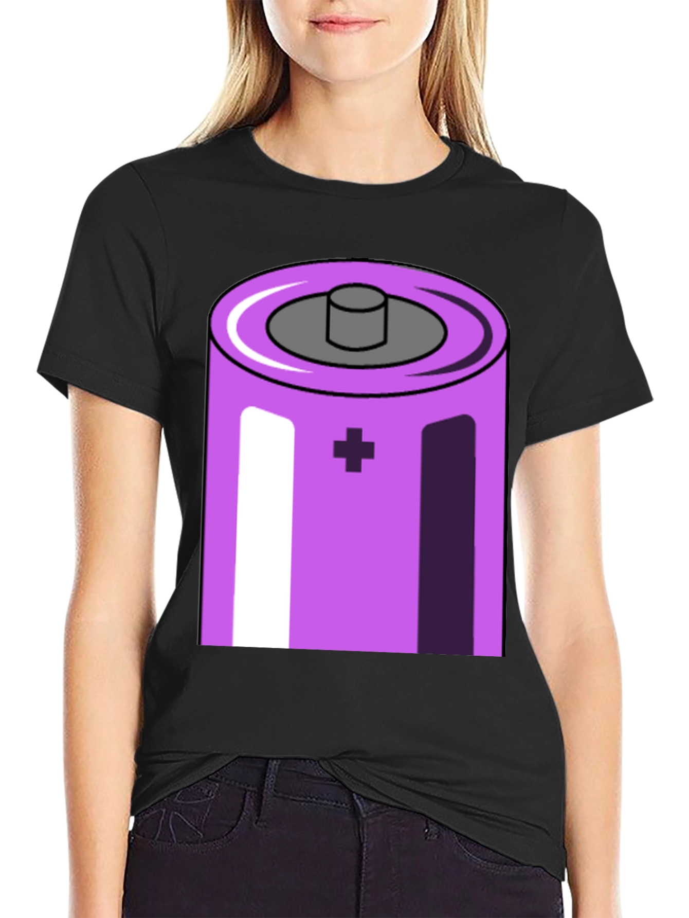 Black Battery Graphic Tee - Mens Novelty T-Shirt view 2