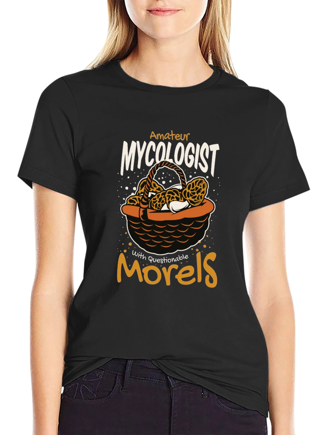 Black Amateur Mycologist Morels T-Shirt view 2