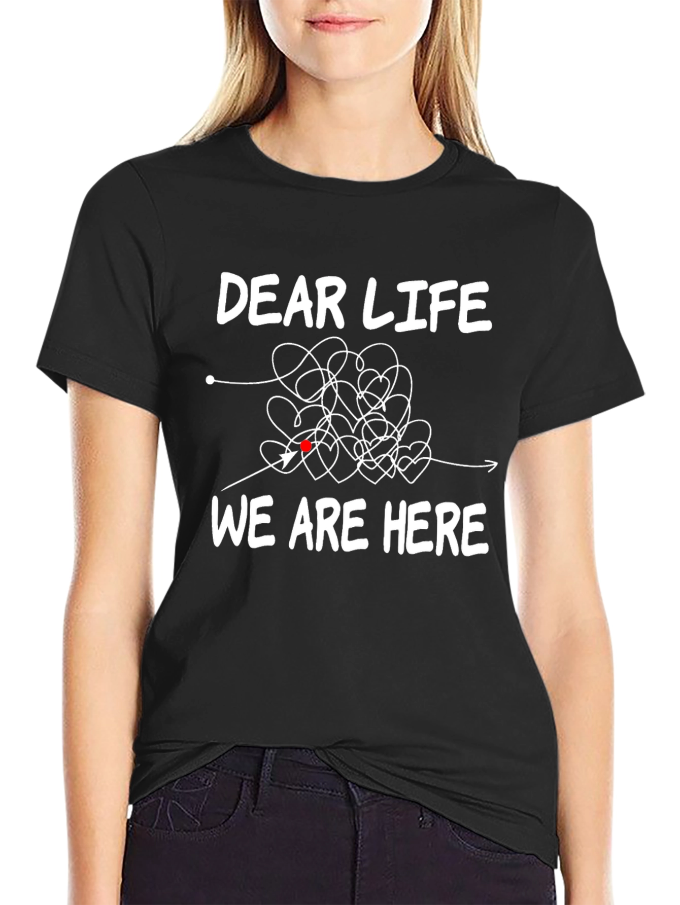 Black Dear Life, We Are Here T-Shirt, Cotton Blend view 2