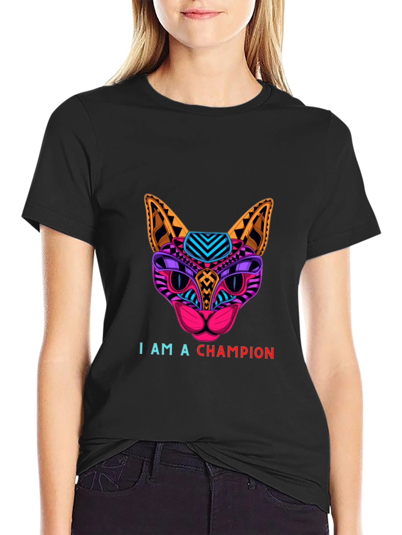 Black Champion Cat Graphic Tee - Stylish Comfort view 2