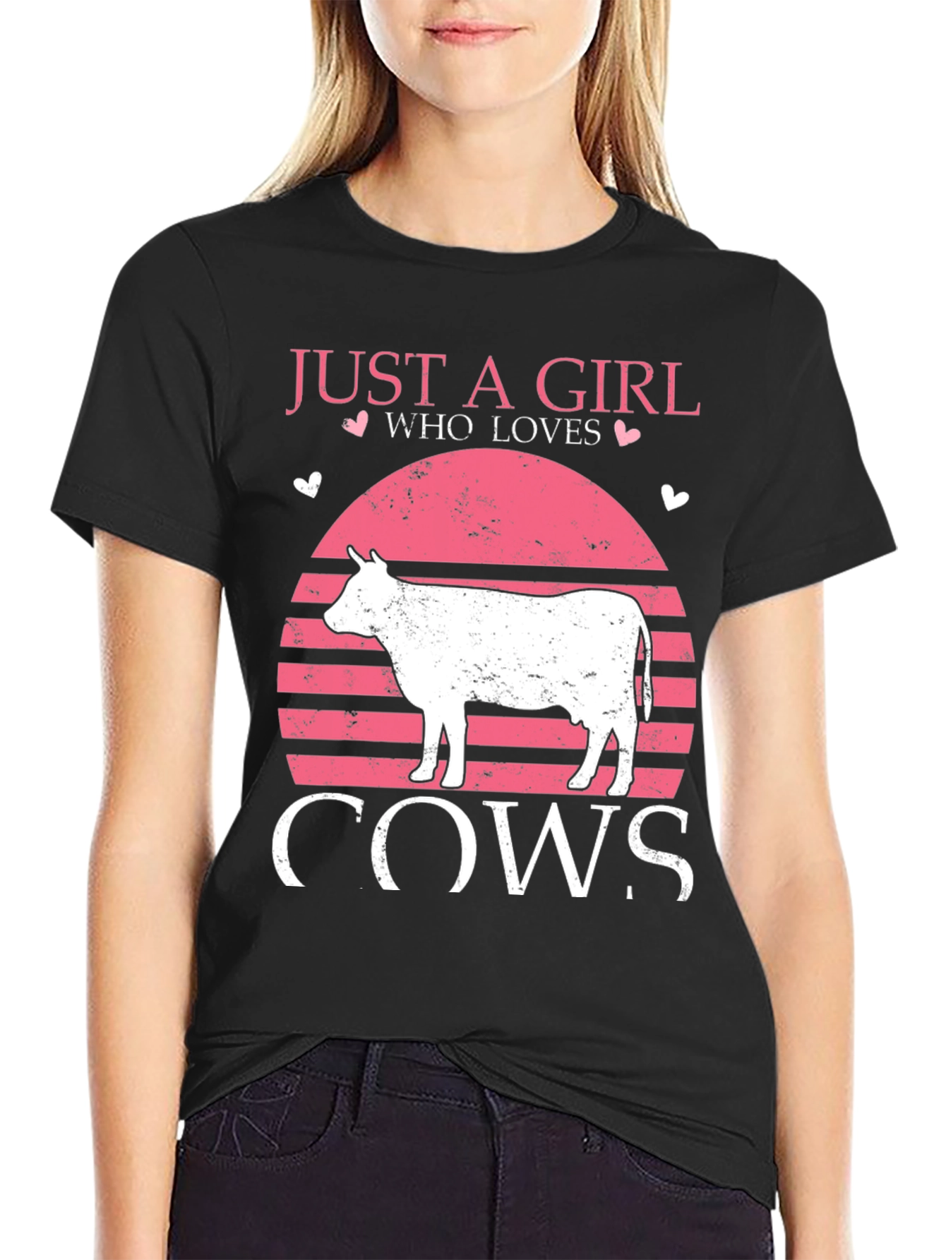 Black Just a Girl Who Loves Cows T-Shirt view 2