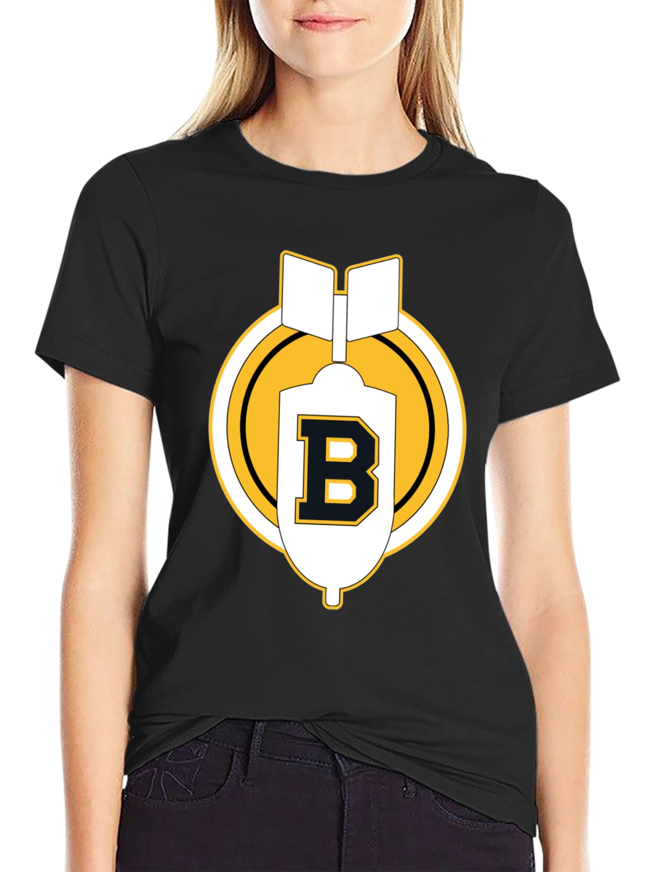 Black Black Tee with B Letter Bomb Graphic view 2