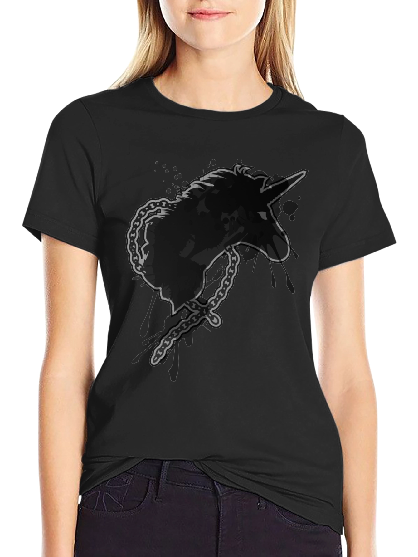 Black Unicorn Chain Graphic Tee view 2