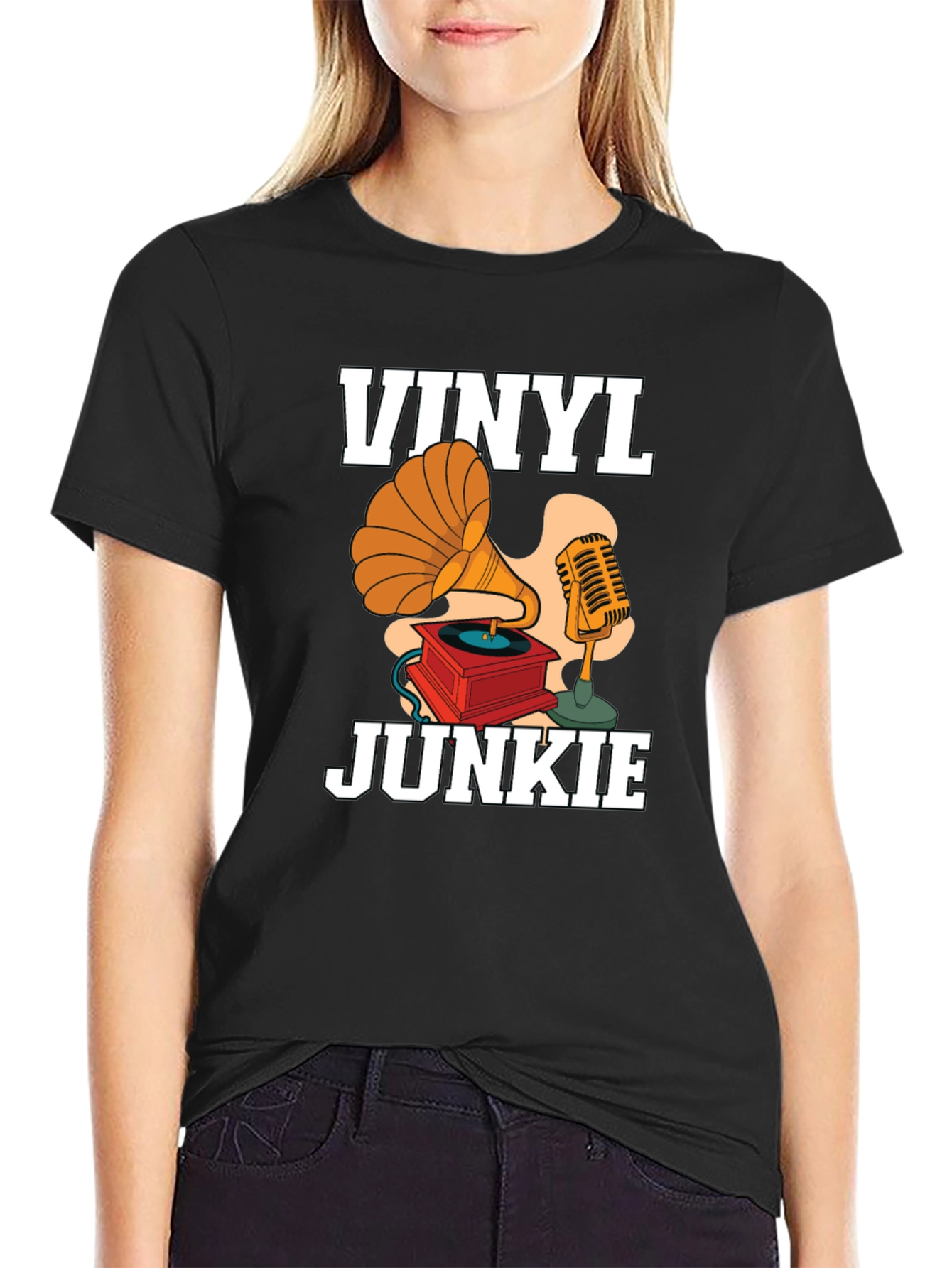 Black Vinyl Junkie Graphic Tee view 2