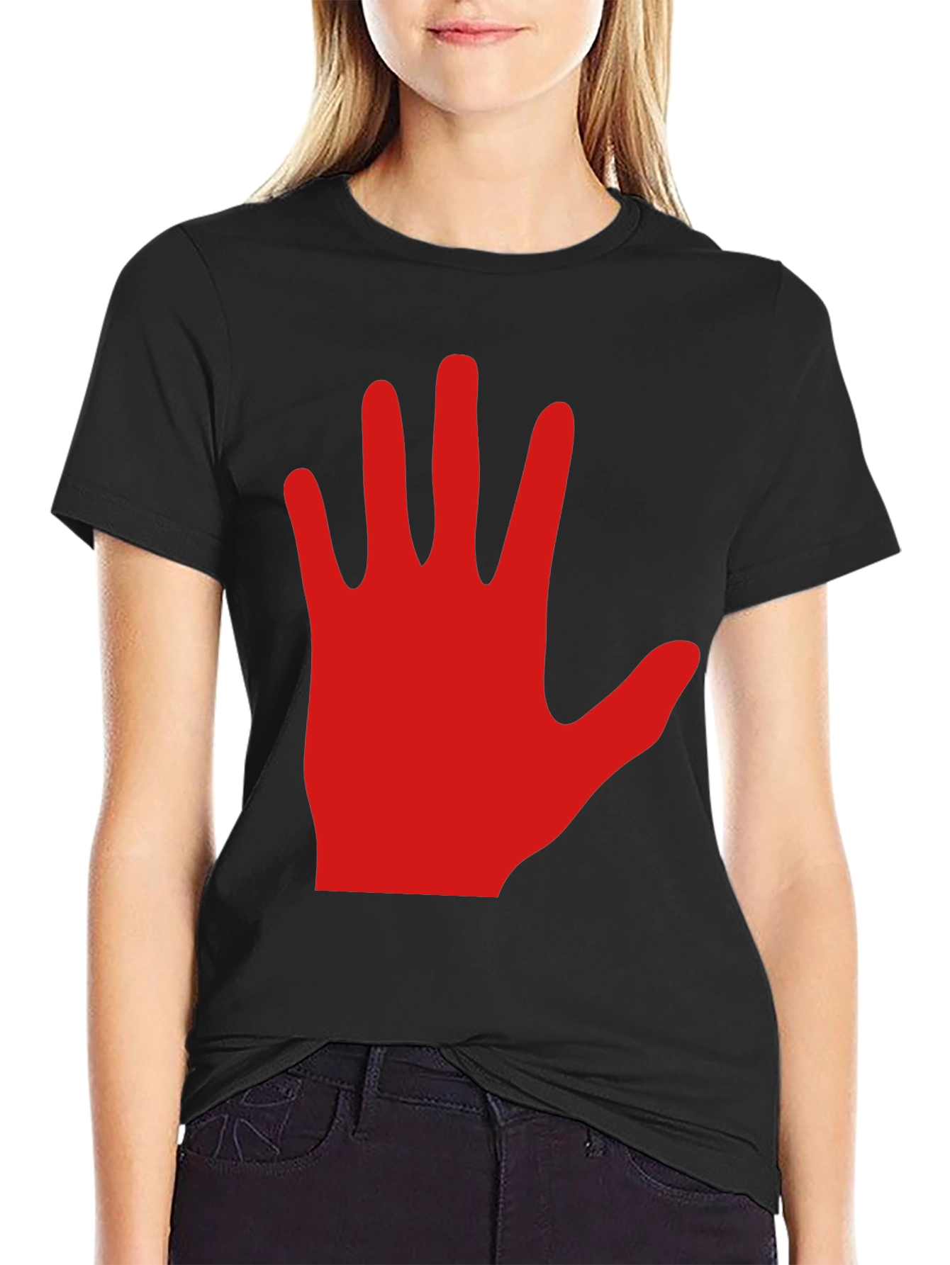 Black Red Hand Graphic Black Tee Shirt view 2