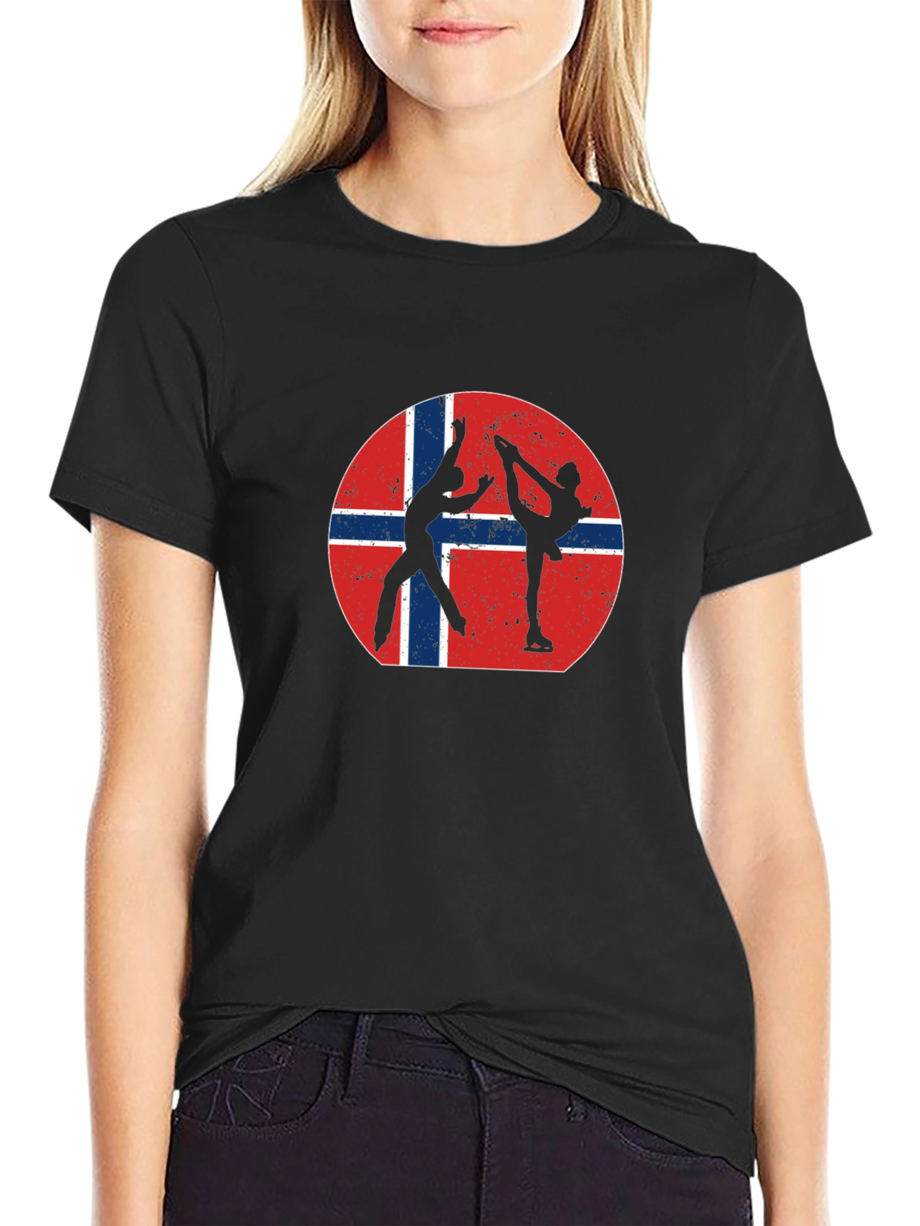 Black Norway Figure Skating T-Shirt view 2