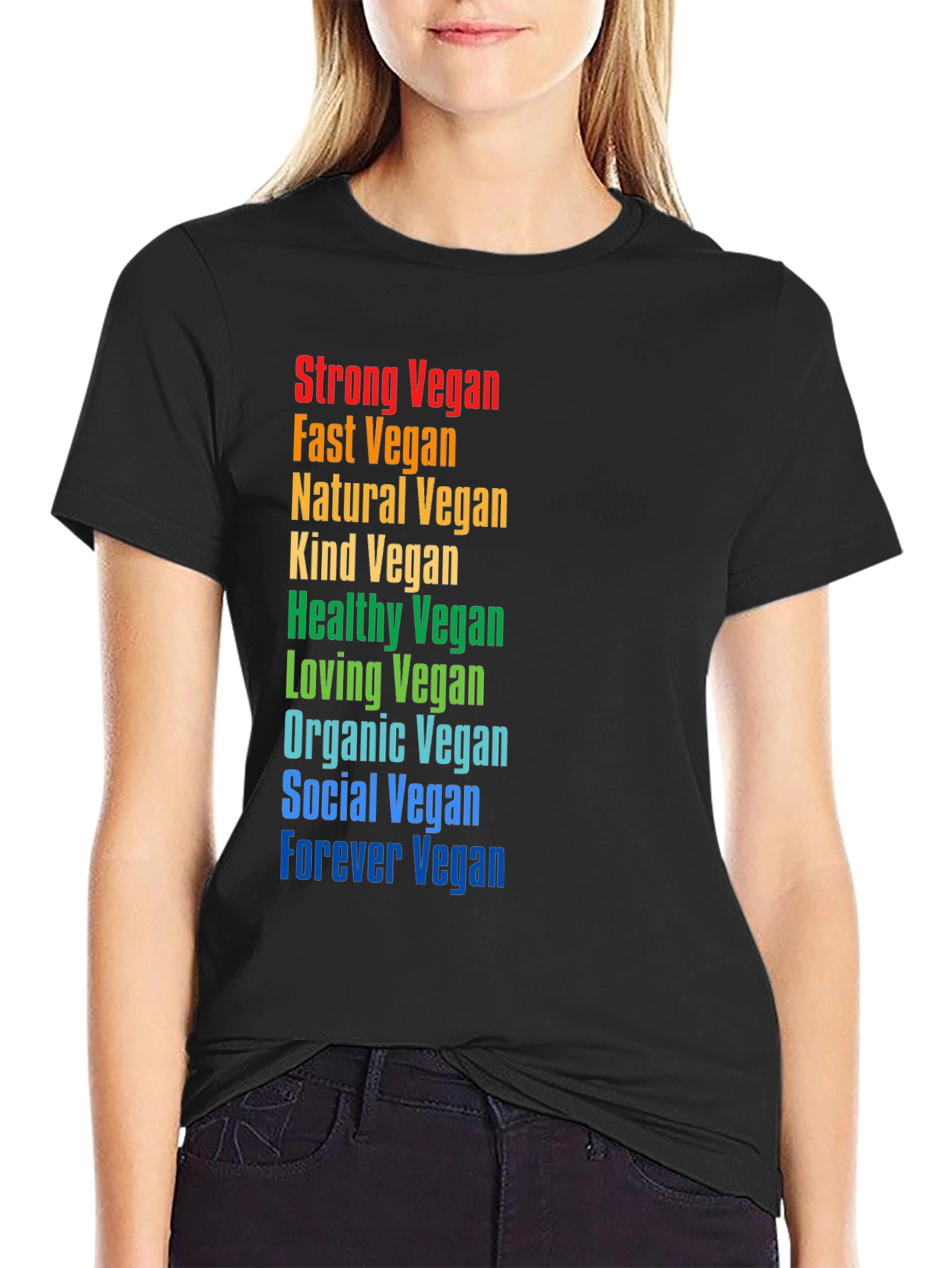 Black Rainbow Vegan Graphic Tee - Black Unisex T-Shirt view 2