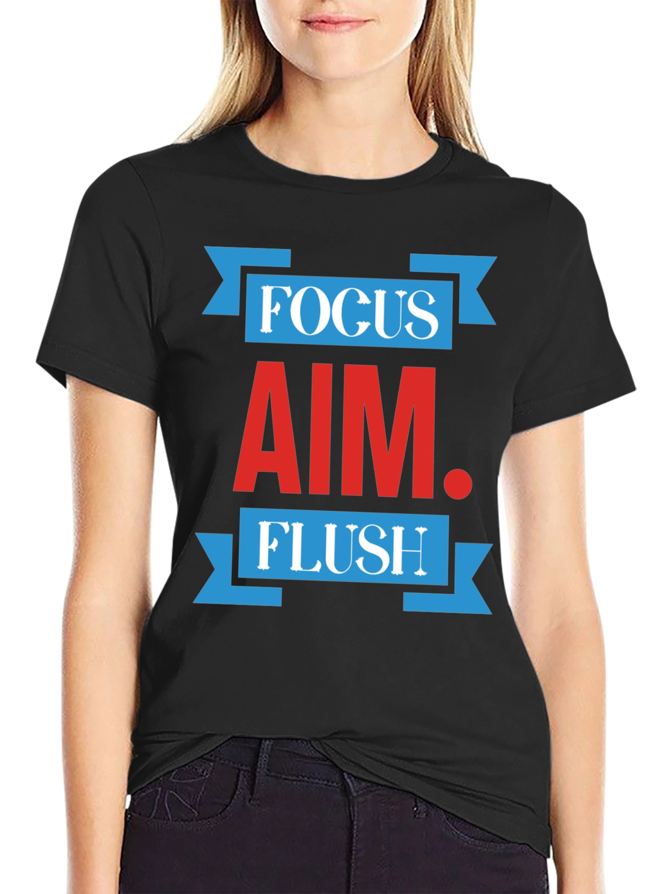 Black Focus Aim Flush Graphic Print Crew Neck T-Shirt view 2