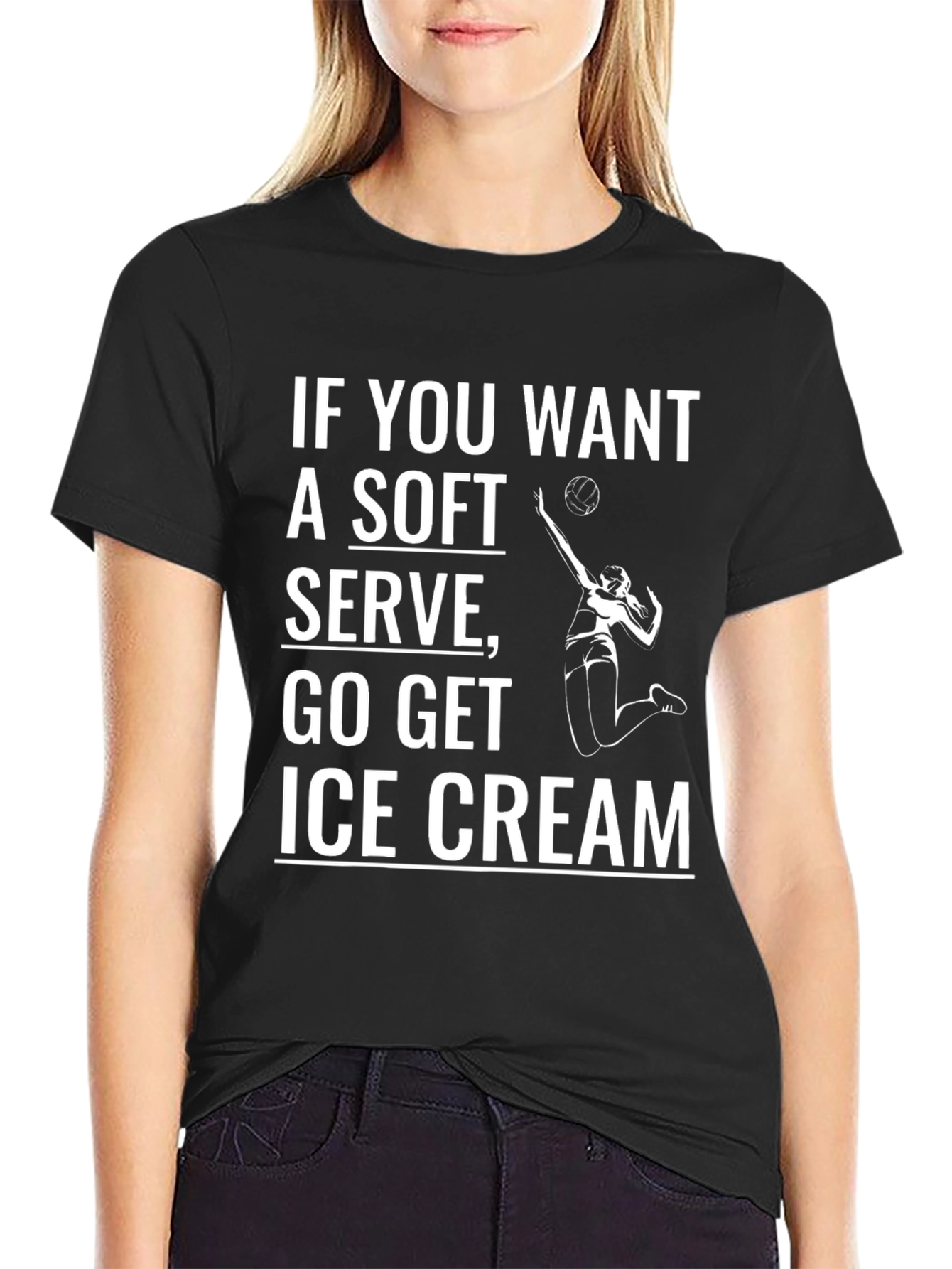 Black Volleyball Serve Humor Graphic Tee view 2