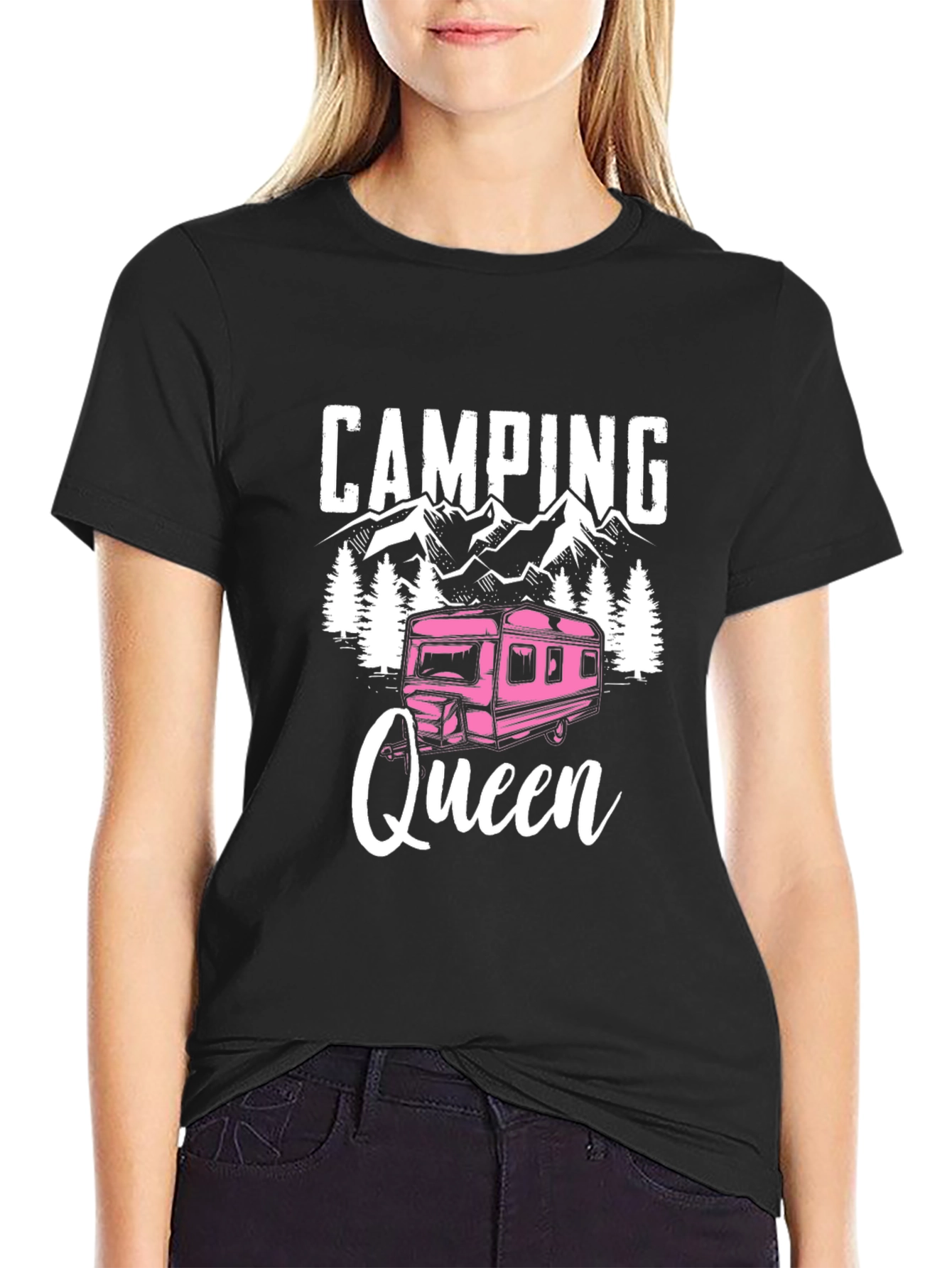 Black Camping Queen Graphic T-Shirt view 2