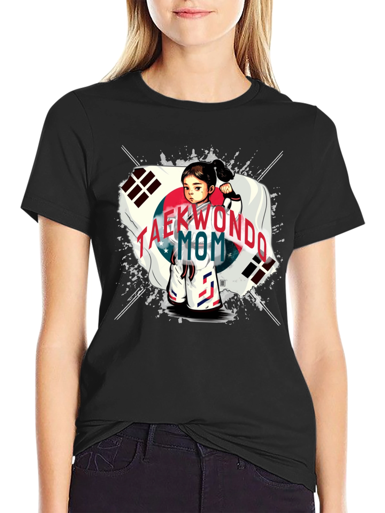 Black Taekwondo Mom Graphic Tee - Martial Arts Love! view 2