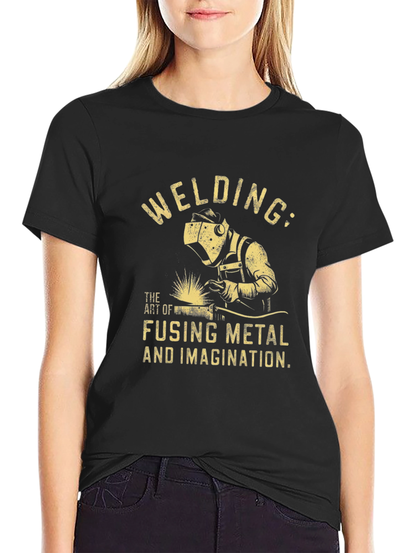 Black Welding Art T-Shirt: Fusing Metal & Imagination view 2