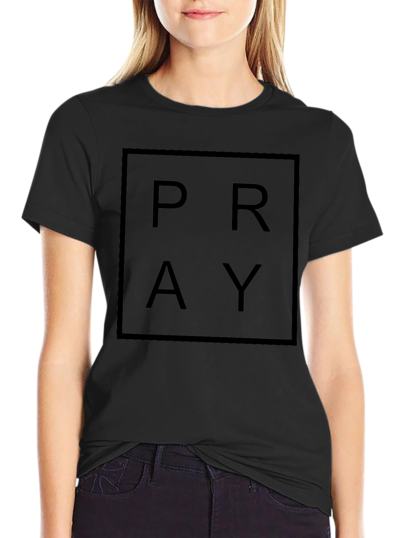 Black Pray Graphic T-Shirt - Soft Cotton Blend view 2