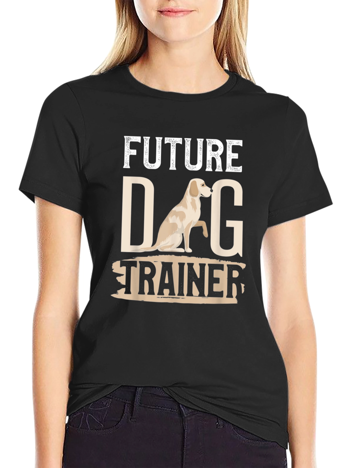 Black Future Dog Trainer T-Shirt: Cute Dog Lover Gift view 2