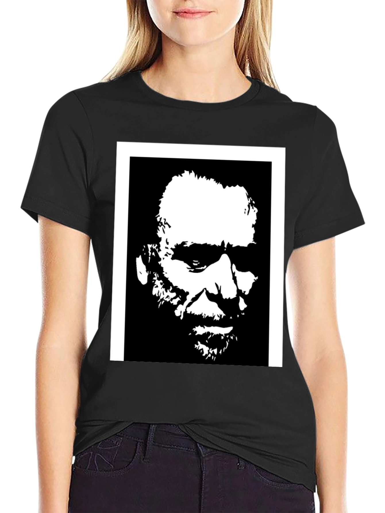 Black Black T-Shirt with Portrait Graphic view 2