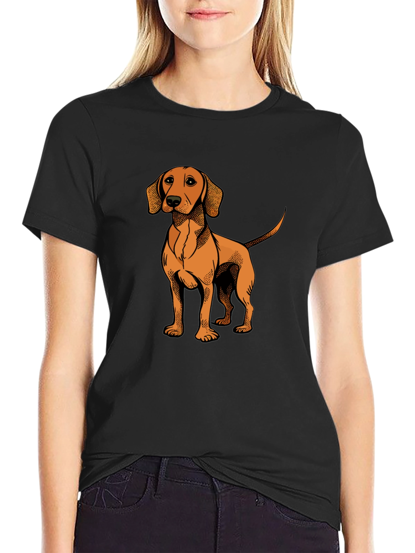 Black Dog Graphic T-Shirt - Men's Black Cotton Tee view 2