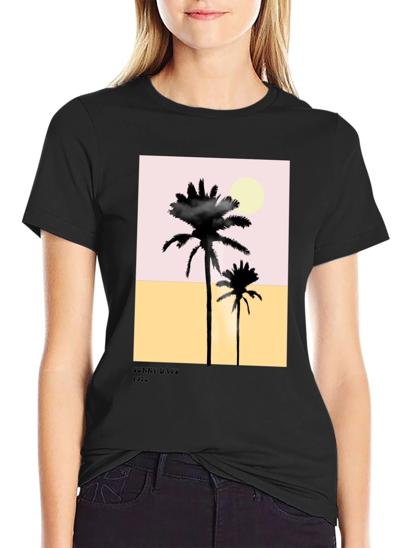 Black Sunny Days Palm Tree Graphic T-Shirt view 2