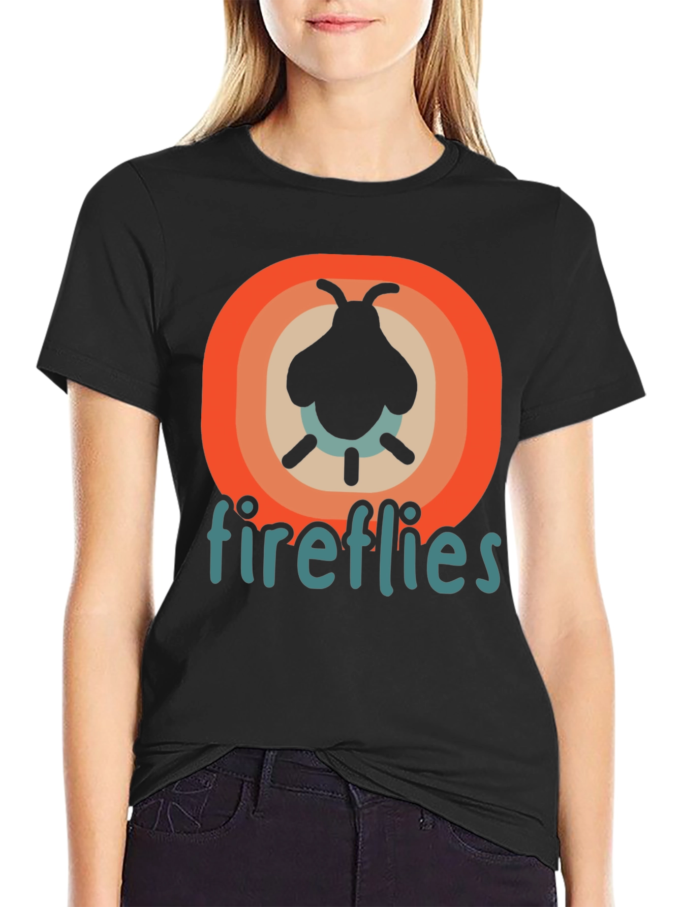 Black Fireflies Graphic Tee - Retro Style view 2