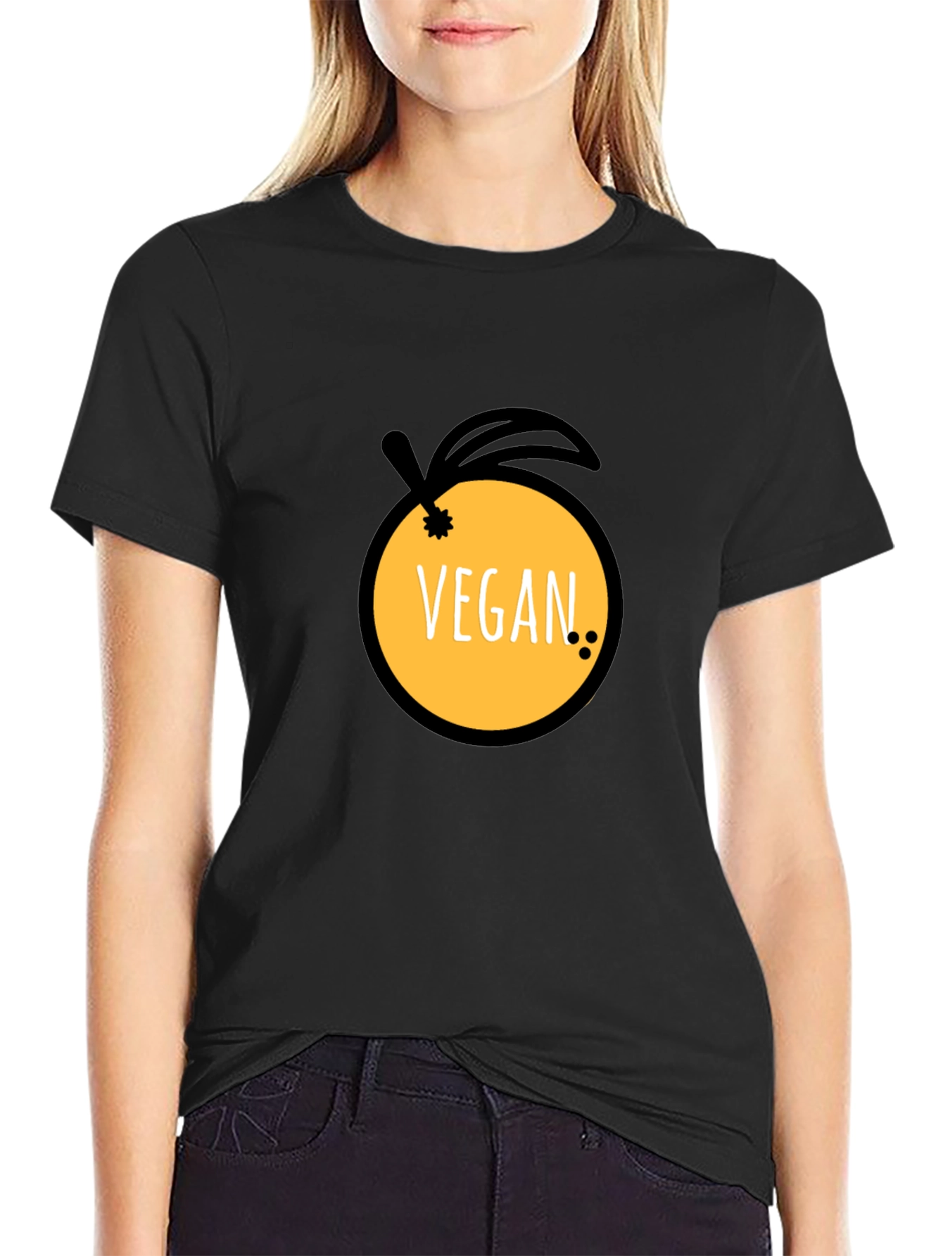 Black Vegan Orange Graphic Tee view 2