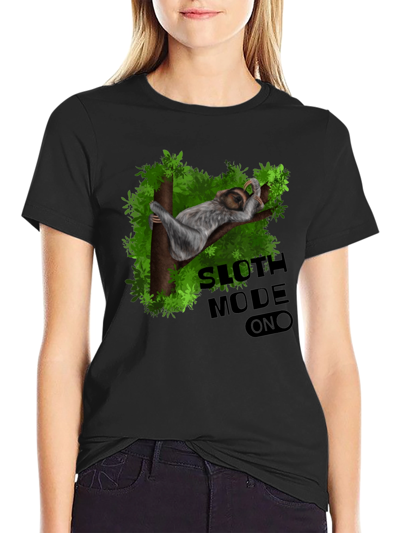 Black Sloth Mode On Graphic T-Shirt - Relaxed Fit view 2