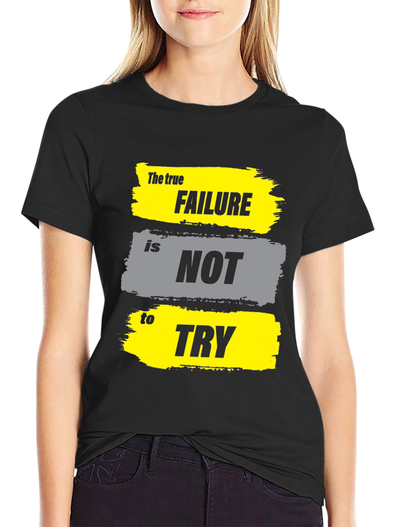 Black Motivational T-Shirt - Failure is Not to Try - Black view 2