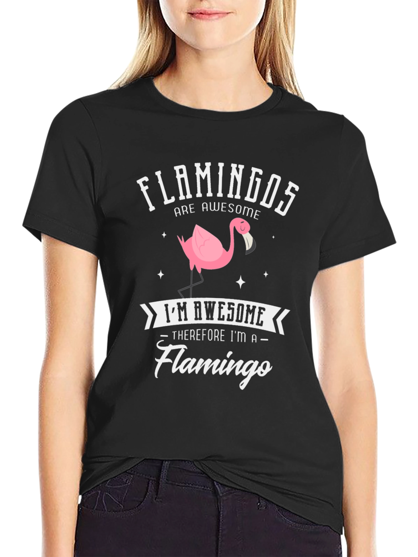 Black Funny Flamingo T-Shirt: Awesome Flamingo Graphic Tee view 2
