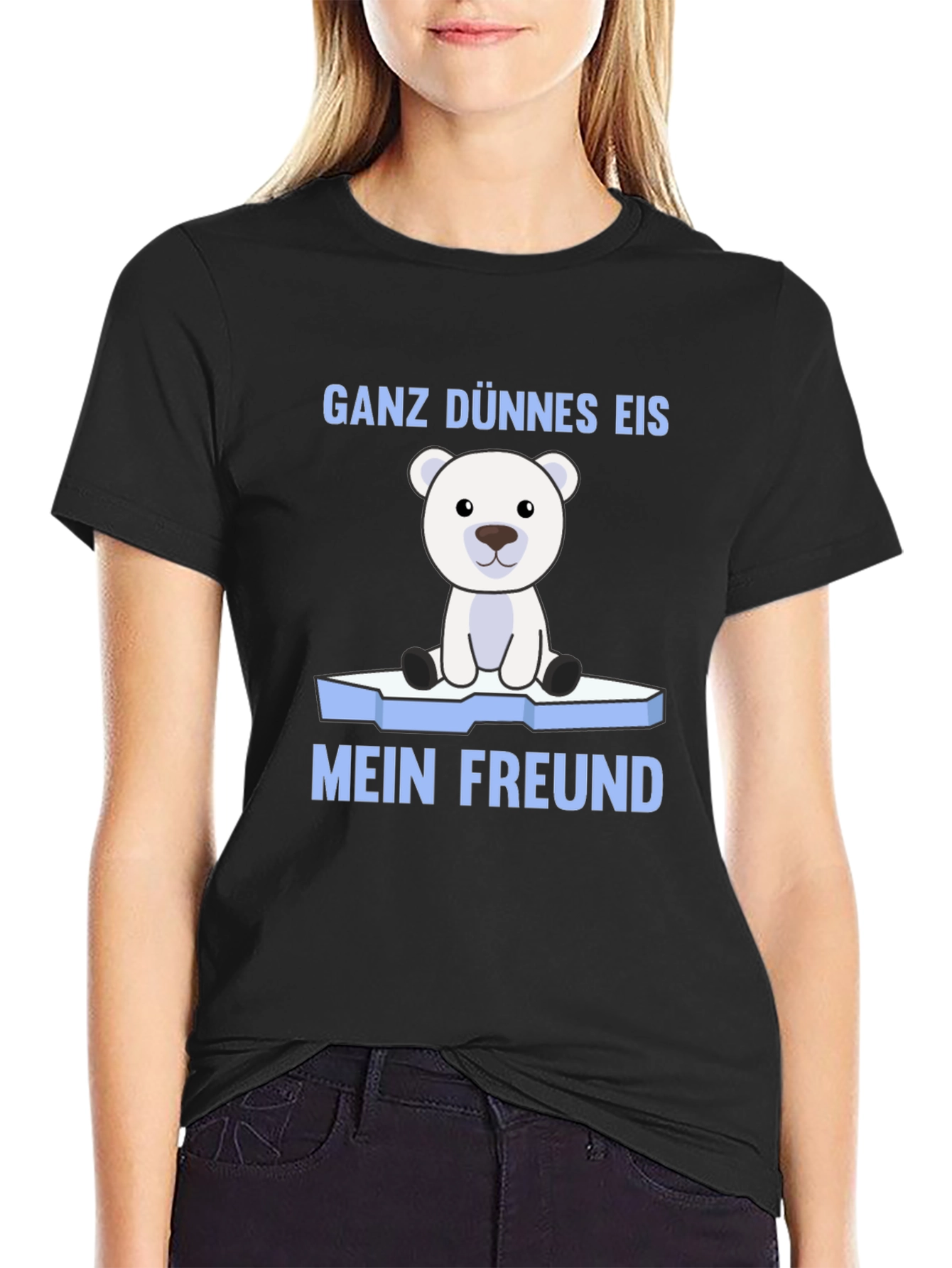 Black Ganz Dünnes Eis Mein Freund Polar Bear T-Shirt view 2