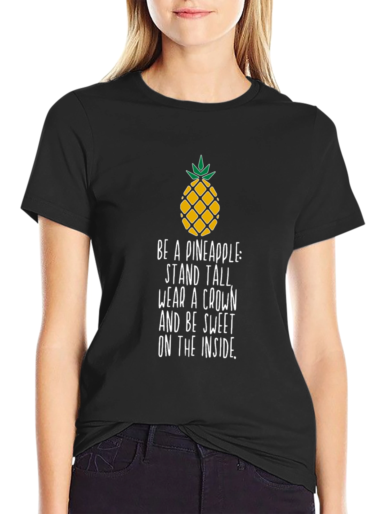 Black Pineapple Inspirational Quote Men's T-Shirt view 2