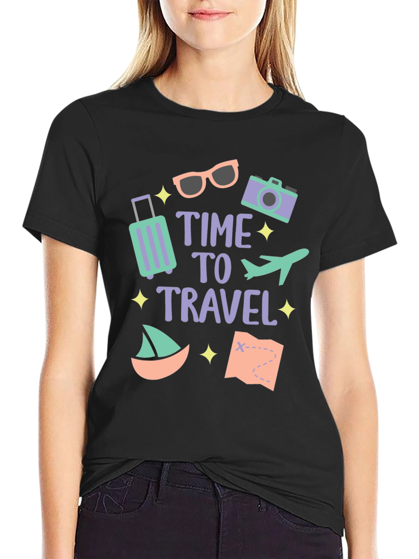Black Time to Travel T-Shirt view 2