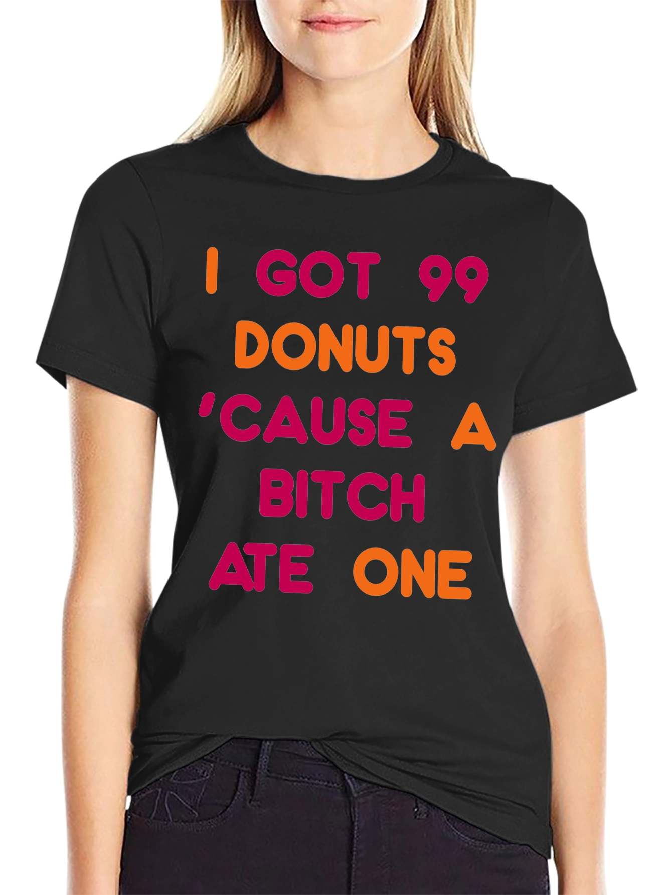 Black 99 Donuts Graphic Tee - Funny Novelty T-Shirt view 2