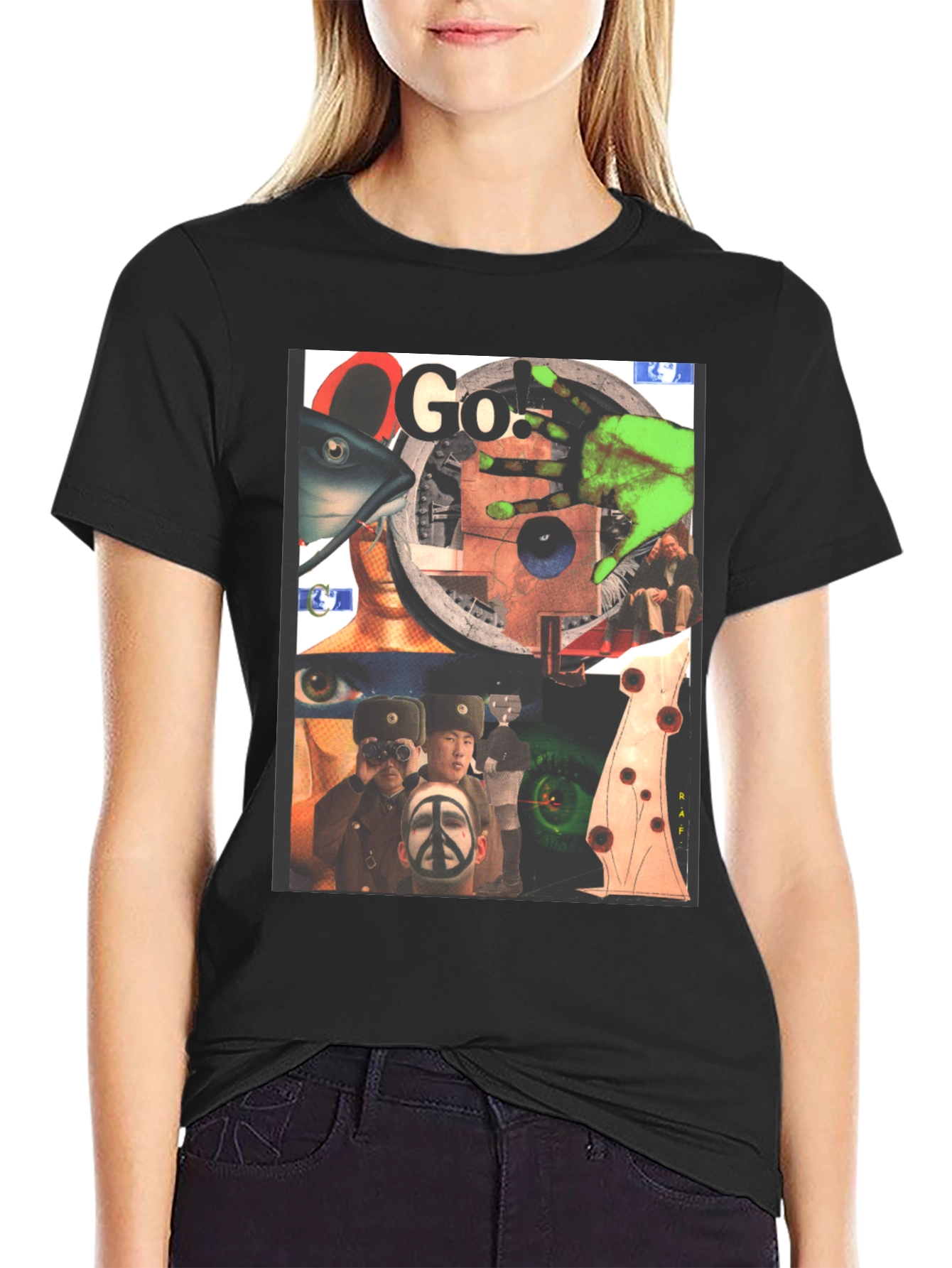 Black Graphic Print Black T-Shirt view 2