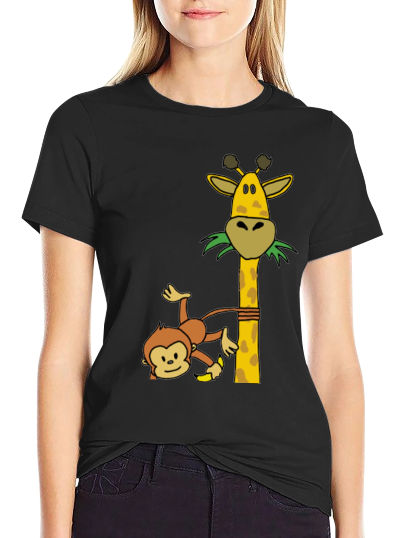 Black Monkey & Giraffe Graphic Tee view 2