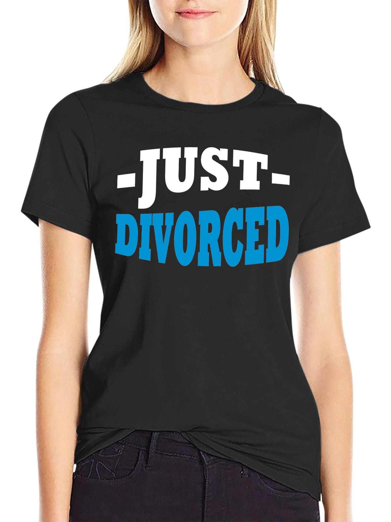 Black Just Divorced T-Shirt - Humorous Breakup Tee view 2