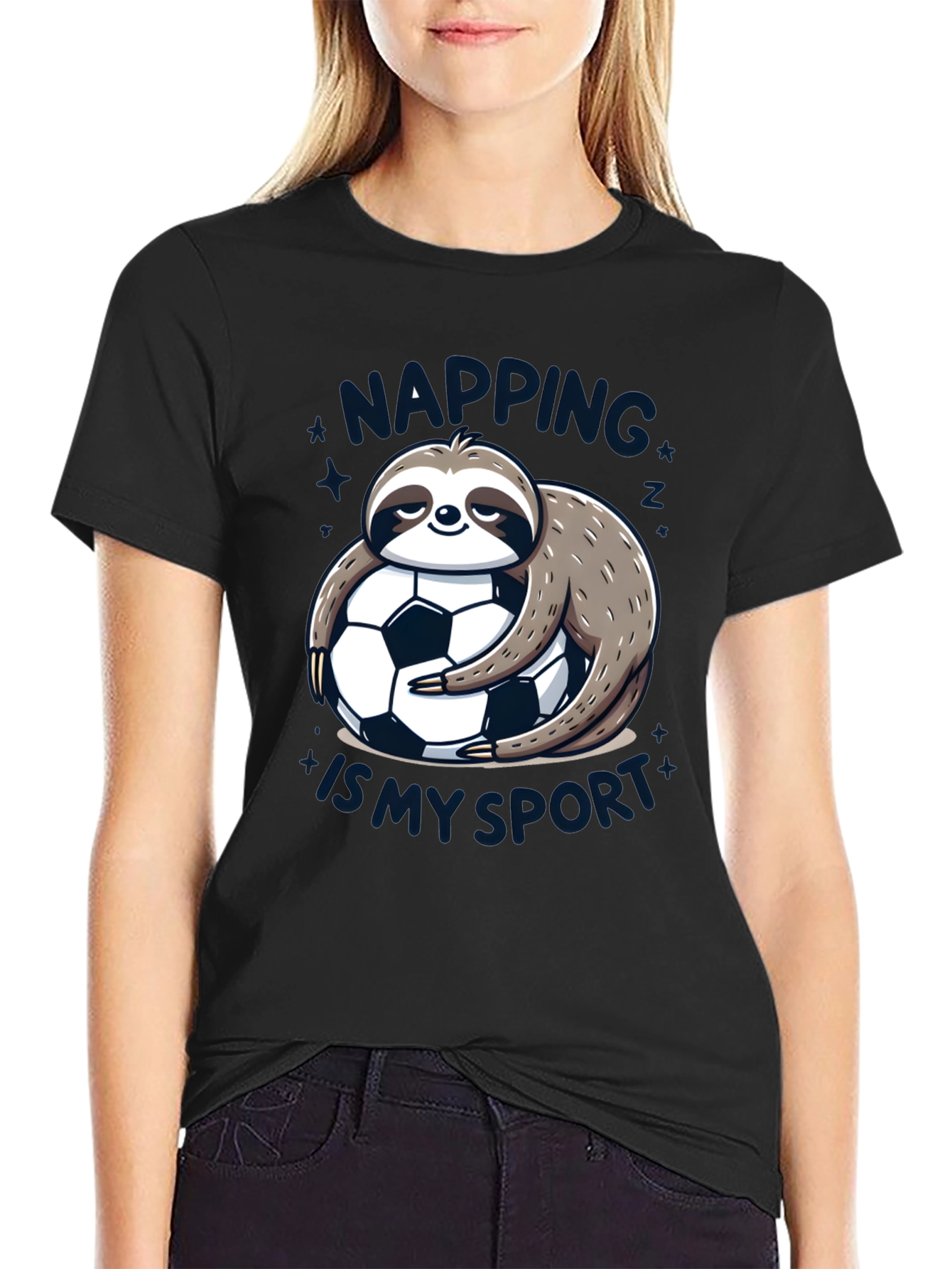 Black Napping is My Sport Sloth T-Shirt view 2