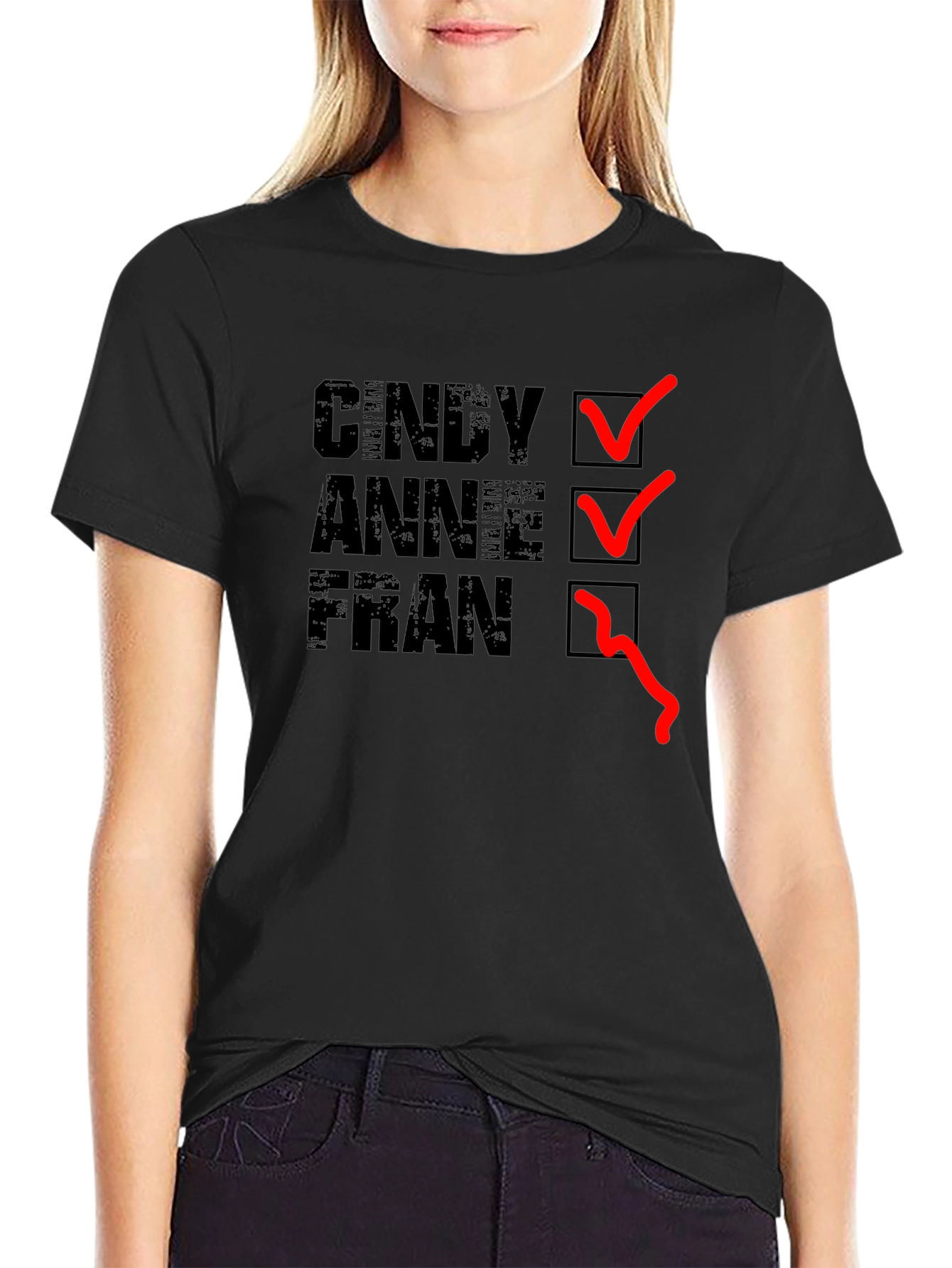 Black Cindy Anne Fran T-Shirt - Black Graphic Tee view 2