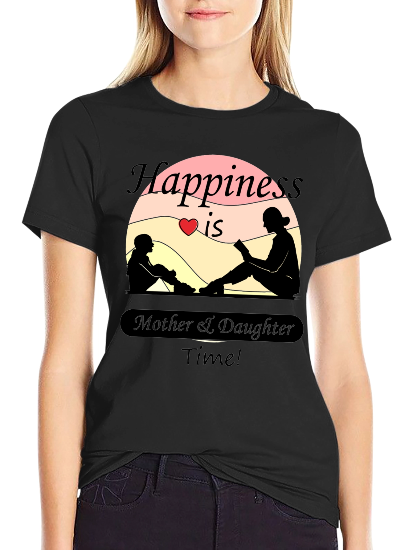 Black Mother & Daughter Time T-Shirt - Black Graphic Tee view 2